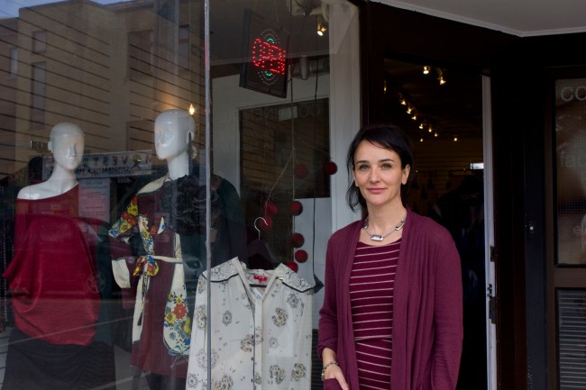 Bisa Bennett in front of her new boutique, Notion Style